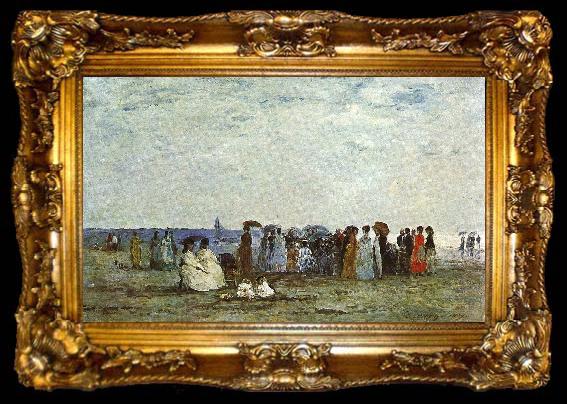 framed  Eugene Boudin Bathers on the Beach at Trouville, ta009-2